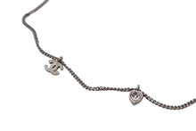 画像をギャラリービューアに読み込む, CHANEL シャネル ココマーク ネックレス 重量約7.0g 09C刻印 ハート シルバー クリア ラインストーン メタル 良品 中古 4c075928