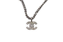 画像をギャラリービューアに読み込む, CHANEL シャネル ココマーク ネックレス 重量約7.0g 09C刻印 ハート シルバー クリア ラインストーン メタル 良品 中古 4c075928