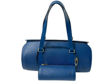 Load image into Gallery viewer, LOUIS VUITTON ルイヴィトン スフロ ハンドバッグ バレルバッグ 筒型 M52862 エピレザー ブルー ゴールド金具 美品 中古 4c075990