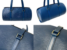 Load image into Gallery viewer, LOUIS VUITTON ルイヴィトン スフロ ハンドバッグ バレルバッグ 筒型 M52862 エピレザー ブルー ゴールド金具 美品 中古 4c075990