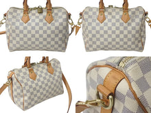 Load image into Gallery viewer, LOUIS VUITTON ルイヴィトン ハンドバッグ スピーディ25 ダミエアズール N41534 ホワイト グレー ゴールド金具 良品 中古 4c075992