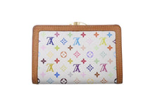 画像をギャラリービューアに読み込む, LOUIS VUITTON ルイヴィトン ポルトフォイユヴィエノワ 二つ折り財布 M92987 村上隆 ホワイト モノグラム マルチカラー PVC ヌメ革 ゴールド金具 良品 中古 075995