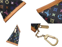 Load image into Gallery viewer, LOUIS VUITTON ルイヴィトン コインケース キーホルダー キーチャーム M58020 ブラック マルチカラー PVC レザー ゴールド金具 美品 中古 4c075996