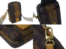 画像をギャラリービューアに読み込む, LOUIS VUITTON ルイヴィトン モノグラム ダブル フォンポーチ LVメイド ミニショルダーバッグ M81005 PVC レザー ブラウン 美品 中古 4c075997