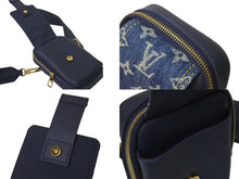 画像をギャラリービューアに読み込む, 極美品 LOUIS VUITTON ルイ ヴィトン ダブルフォンポーチ NIGOコラボ M81060 モノグラムデニム トリヨンレザー ショルダー 中古 4c075998