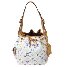 画像をギャラリービューアに読み込む, 極美品 LOUIS VUITTON ルイヴィトン プチ ノエ ショルダーバッグ M42229 モノグラム マルチカラー PVC ヌメ革 ホワイト 中古 4c076006