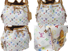 画像をギャラリービューアに読み込む, 極美品 LOUIS VUITTON ルイヴィトン プチ ノエ ショルダーバッグ M42229 モノグラム マルチカラー PVC ヌメ革 ホワイト 中古 4c076006