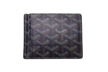 画像をギャラリービューアに読み込む, GOYARD ゴヤール 二つ折り財布 サントマ マネークリップ カードケース ネイビー PVC レザー 美品 中古 4c076010