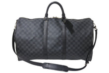 画像をギャラリービューアに読み込む, LOUIS VUITTON ルイヴィトン キーポル バンドリエール55 ボストンバッグ N41413 ダミエグラフィット ブラック 美品 中古 4b008735