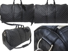 画像をギャラリービューアに読み込む, LOUIS VUITTON ルイヴィトン キーポル バンドリエール55 ボストンバッグ N41413 ダミエグラフィット ブラック 美品 中古 4b008735