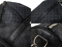 画像をギャラリービューアに読み込む, LOUIS VUITTON ルイヴィトン キーポル バンドリエール55 ボストンバッグ N41413 ダミエグラフィット ブラック 美品 中古 4b008735