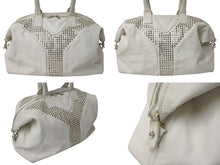 Load image into Gallery viewer, Yves saint Laurent イヴ サンローラン イージーロック スタッズ ハンドバッグ トートバッグ ホワイト シルバー金具 美品 中古 4c076039