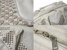 Load image into Gallery viewer, Yves saint Laurent イヴ サンローラン イージーロック スタッズ ハンドバッグ トートバッグ ホワイト シルバー金具 美品 中古 4c076039