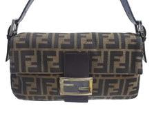 Load image into Gallery viewer, FENDI フェンディ マンマバケット ワンショルダーバッグ ズッカ柄 コットンキャンバス レザー ブラウン シルバー金具 美品 中古 4c076072