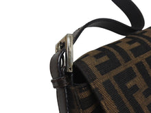 Load image into Gallery viewer, FENDI フェンディ マンマバケット ワンショルダーバッグ ズッカ柄 コットンキャンバス レザー ブラウン シルバー金具 美品 中古 4c076072