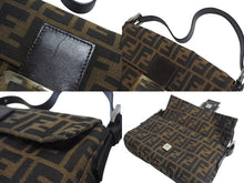Load image into Gallery viewer, FENDI フェンディ マンマバケット ワンショルダーバッグ ズッカ柄 コットンキャンバス レザー ブラウン シルバー金具 美品 中古 4c076072
