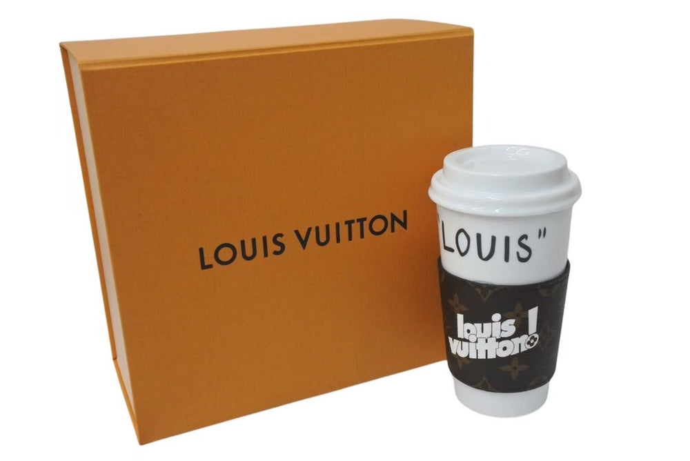 New and unused LOUIS VUITTON Cup Louis Tumbler Mug 2021 Monogram GI0653 White Brown Used 4c076075
