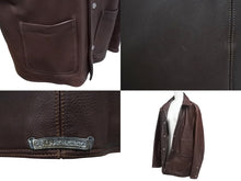 画像をギャラリービューアに読み込む, 極美品 CHROME HEARTS クロムハーツ 初期 レザーカバーオールジャケット サイズM クロスボール シルバー925 ブラウン 中古 4c076087