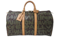 Very good condition LOUIS VUITTON Monogram Graffiti Keepall 50 M92196 Brown Khaki Gold Hardware Used 4c076091
