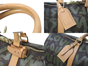 Very good condition LOUIS VUITTON Monogram Graffiti Keepall 50 M92196 Brown Khaki Gold Hardware Used 4c076091