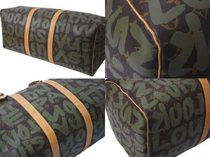 Very good condition LOUIS VUITTON Monogram Graffiti Keepall 50 M92196 Brown Khaki Gold Hardware Used 4c076091