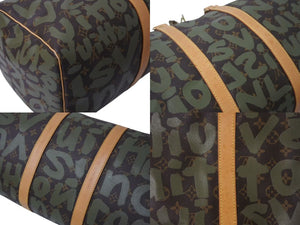 Very good condition LOUIS VUITTON Monogram Graffiti Keepall 50 M92196 Brown Khaki Gold Hardware Used 4c076091