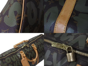 Very good condition LOUIS VUITTON Monogram Graffiti Keepall 50 M92196 Brown Khaki Gold Hardware Used 4c076091
