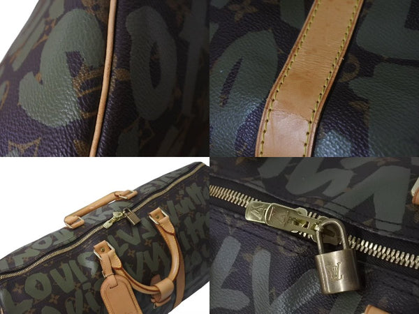 Very good condition LOUIS VUITTON Monogram Graffiti Keepall 50 M92196 Brown Khaki Gold Hardware Used 4c076091