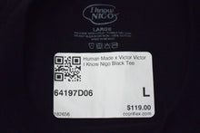 画像をギャラリービューアに読み込む, 新品未使用 HumanMade ヒューマンメイド ヴィクターヴィクター アイノウニゴ 半袖Tシャツ 64197D06 ブラック サイズL 中古 4c076138