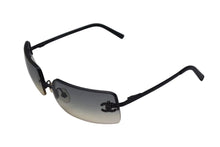 Load image into Gallery viewer, CHANEL シャネル サングラス リムレス ココマーク ラインストーン 62◻︎15 120 ブラック クリア シルバー金具 美品 中古 4c076189