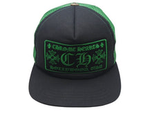 画像をギャラリービューアに読み込む, 極美品 CHROME HEARTS クロムハーツ トラッカーキャップ 帽子 キャンバス ブラック グリーン コットン シルバー925 中古 4c076190