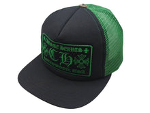 画像をギャラリービューアに読み込む, 極美品 CHROME HEARTS クロムハーツ トラッカーキャップ 帽子 キャンバス ブラック グリーン コットン シルバー925 中古 4c076190