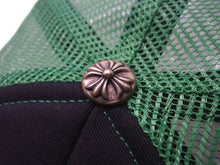 画像をギャラリービューアに読み込む, 極美品 CHROME HEARTS クロムハーツ トラッカーキャップ 帽子 キャンバス ブラック グリーン コットン シルバー925 中古 4c076190