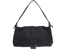Load image into Gallery viewer, FENDI フェンディ マンマバケット ハンドバッグ ワンショルダー ズッキーノ ナイロンキャンバス ブラック 美品 中古 4c076194 正規品