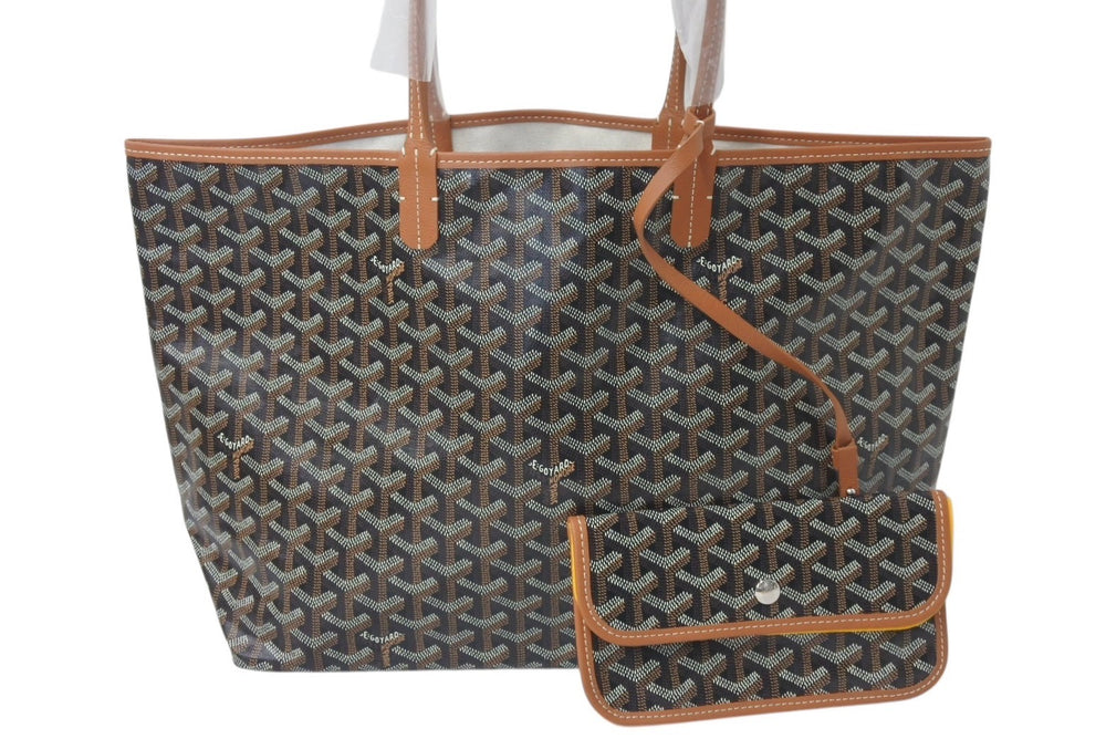 新品未使用 GOYARD ゴヤール サンルイPM バッグ トートバッグ STLOUIPMLTY01CL01P ブラウン PVC レザー 中古 4c076202