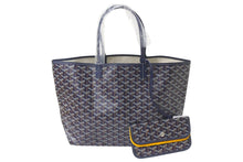 画像をギャラリービューアに読み込む, 新品未使用 GOYARD ゴヤール サンルイPM バッグ トートバッグ STLOUIPMLTY01CL01P ネイビー PVC レザー 中古 4c076203