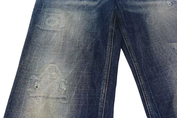 DOLCE&GABBANA Dolce&ガBBANA denim distressed flare pants with sequins, blue and gold, size 38, excellent condition, pre-owned. (4c076239)