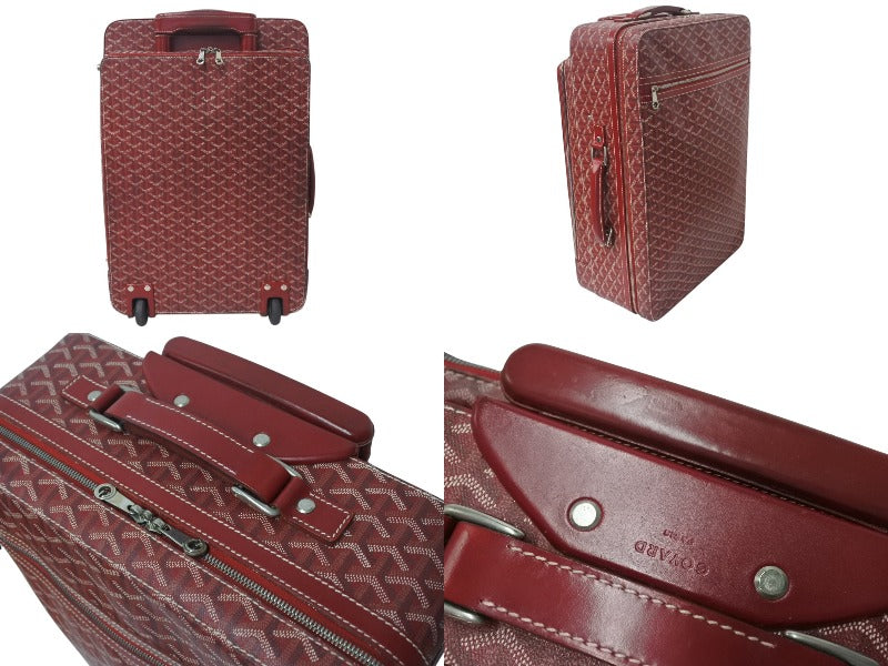 GOYARD ゴヤール トロリーPM キャリーバッグ キャリーケース スーツケース PVC レザー レッド シルバー金具 良品 中古 4c076266