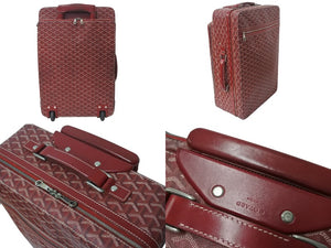 GOYARD ゴヤール トロリーPM キャリーバッグ キャリーケース スーツケース PVC レザー レッド シルバー金具 良品 中古 4c076266