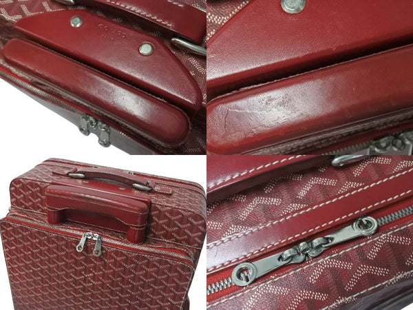 GOYARD ゴヤール トロリーPM キャリーバッグ キャリーケース スーツケース PVC レザー レッド シルバー金具 良品 中古 4c076266