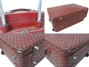 GOYARD ゴヤール トロリーPM キャリーバッグ キャリーケース スーツケース PVC レザー レッド シルバー金具 良品 中古 4c076266
