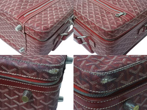 GOYARD ゴヤール トロリーPM キャリーバッグ キャリーケース スーツケース PVC レザー レッド シルバー金具 良品 中古 4c076266