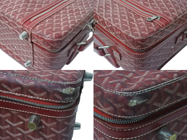 GOYARD ゴヤール トロリーPM キャリーバッグ キャリーケース スーツケース PVC レザー レッド シルバー金具 良品 中古 4c076266