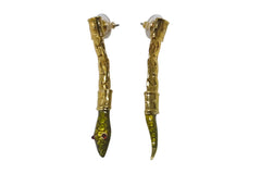 Very good condition Vivienne Westwood Earrings both ears Snake GP Green Red Gold hardware Used 4c076319