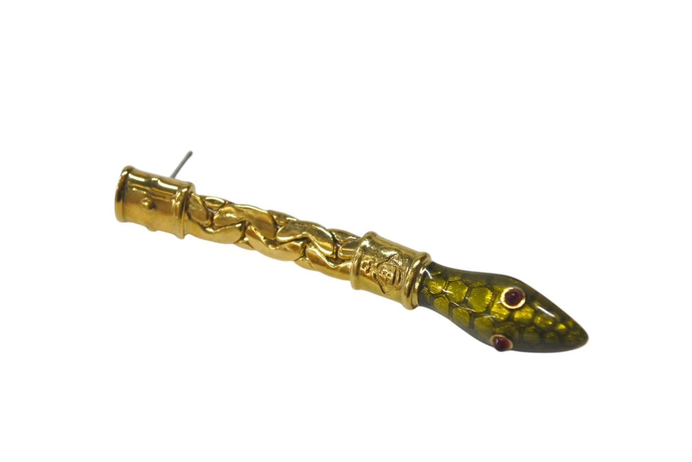 Very good condition Vivienne Westwood Earrings both ears Snake GP Green Red Gold hardware Used 4c076319