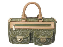 Load image into Gallery viewer, 極美品 LOUIS VUITTON ルイヴィトン ネオスピーディ ハンドバッグ M95215 モノグラムデニム カーキ ゴールド金具 中古 4c076351