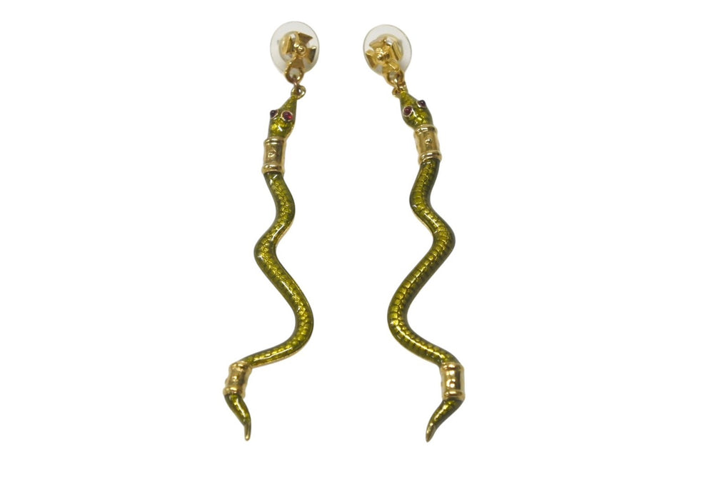 Very good condition Vivienne Westwood Vivienne Westwood earrings both ears snake GP green red gold hardware used 4c076376
