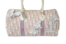 Load image into Gallery viewer, Christian Dior クリスチャンディオール ミニボストン トロッター ハンドバッグ キャンバス レザー BO B 0014 ピンク 美品 中古 4c076404