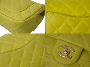 CHANEL シャネル ミニマトラッセ 20 ココボール チェーン ショルダーバッグ イエロー ラムスキン ランダム番台 ゴールド金具 美品 中古 4c076439