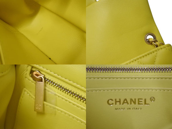 CHANEL シャネル ミニマトラッセ 20 ココボール チェーン ショルダーバッグ イエロー ラムスキン ランダム番台 ゴールド金具 美品 中古 4c076439
